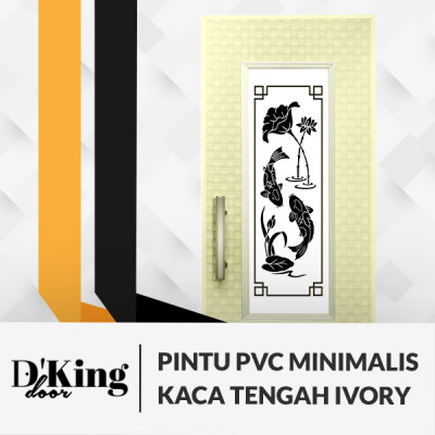 PINTU PVC MINIMALIS DKING KACA TENGAH IVORY